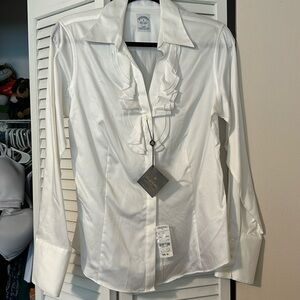 Brooks Brothers white ruffle blouse